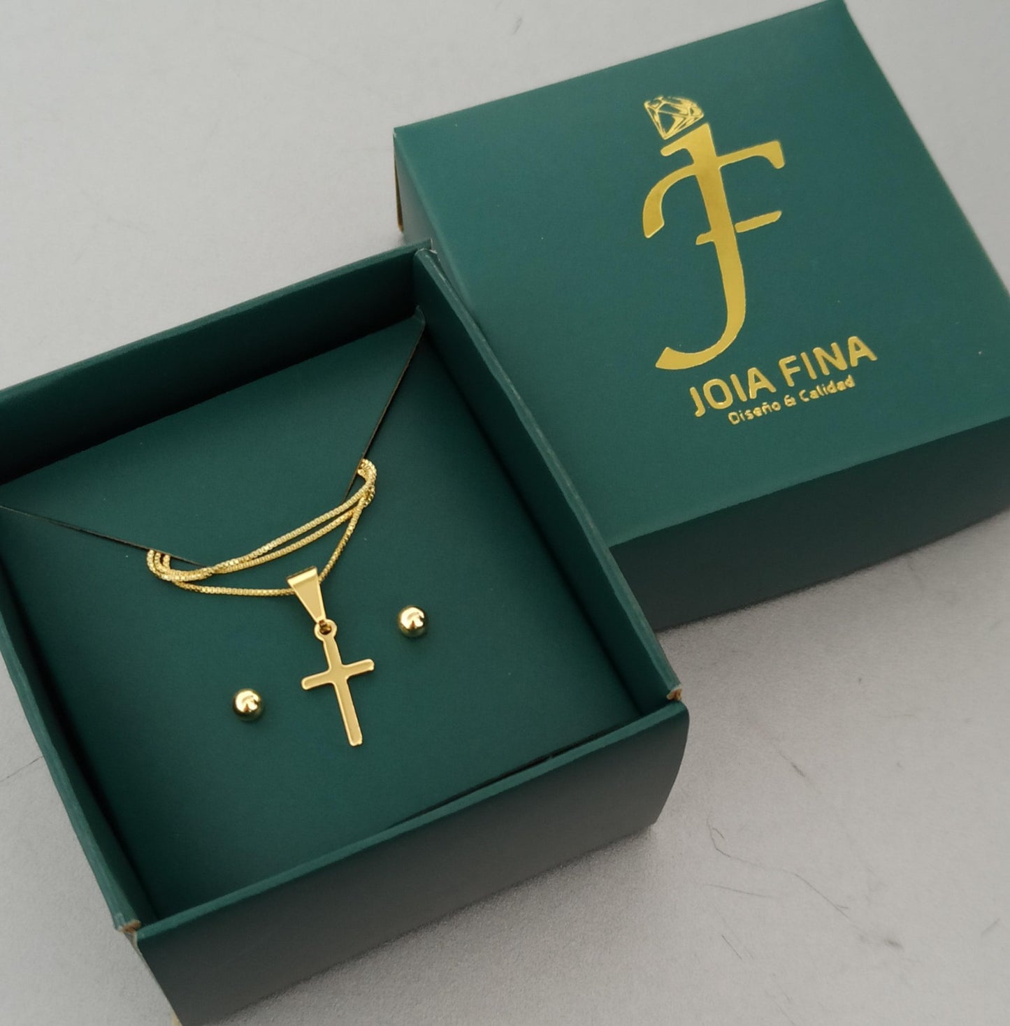 Cadena con dije de cruz hecha en Oro laminado 18K + Topos 🎁 Envio Gratis