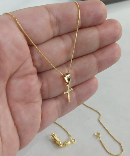 Cadena con dije de cruz hecha en Oro laminado 18K + Topos 🎁 Envio Gratis