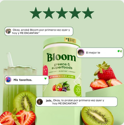 Bloom, jugo verde en polvo enriquecido con super alimentos, fibra y enzimas digestivas  ENVIO GRATIS