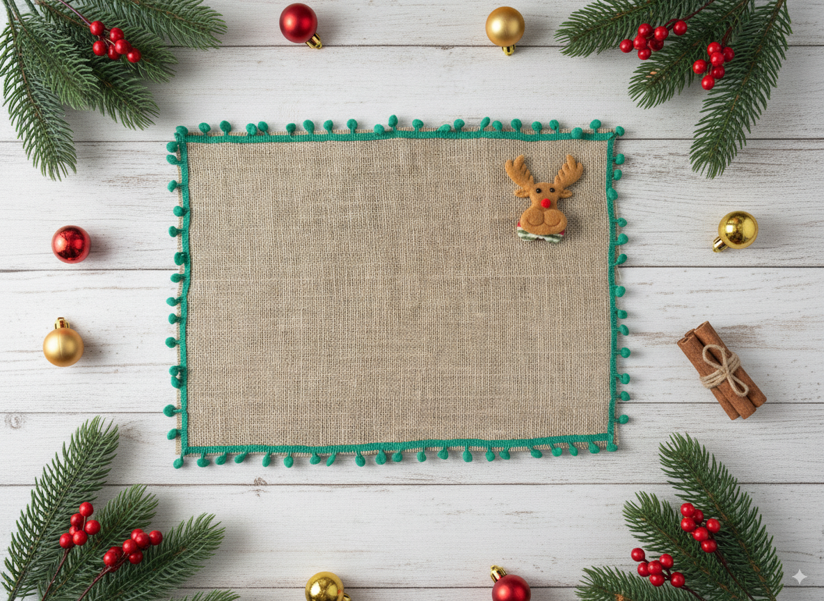 Set 4 Individuales Navideños de Mesa en Material Yute 🎁Envio Gratis