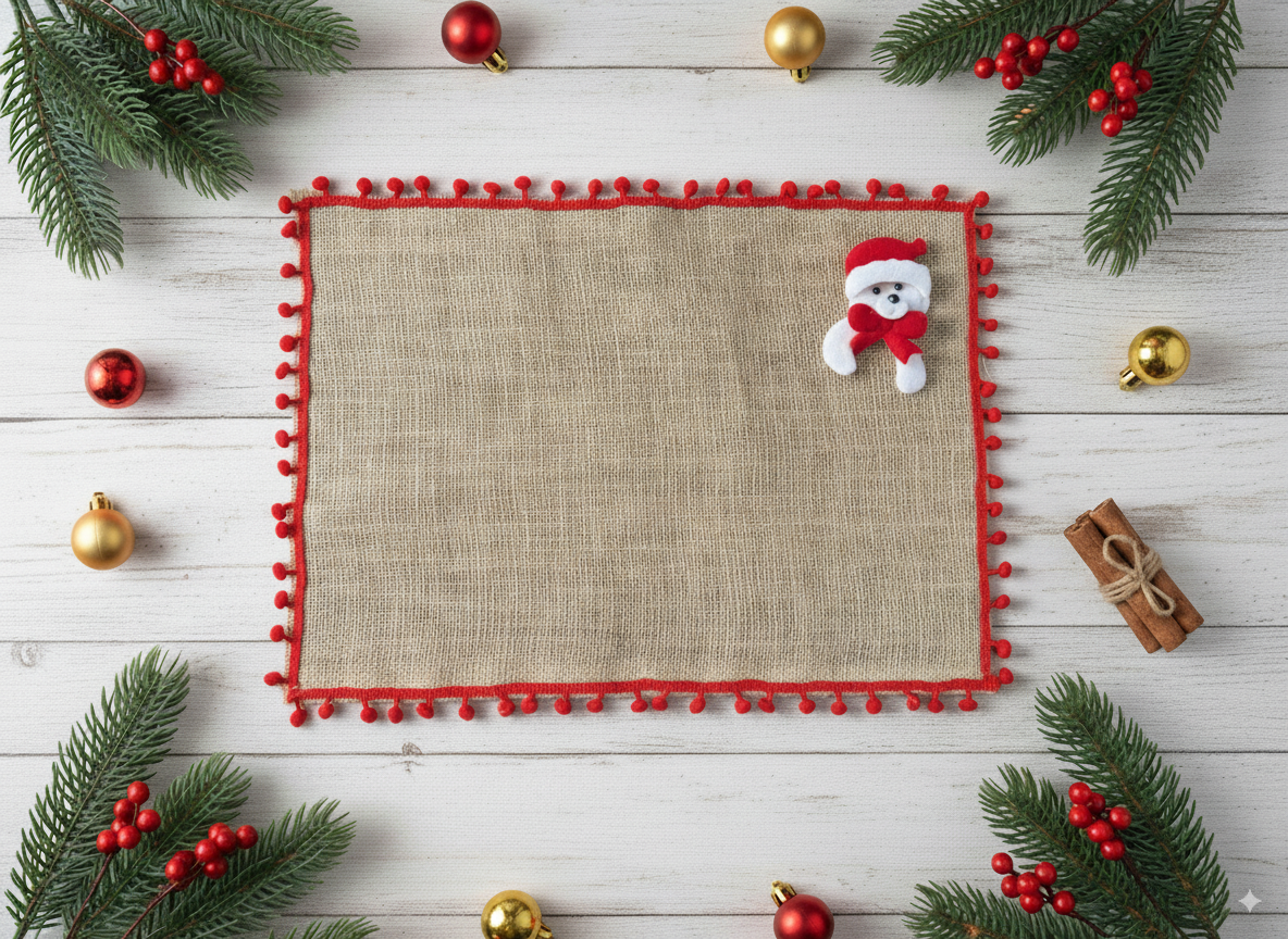 Set 4 Individuales Navideños de Mesa en Material Yute 🎁Envio Gratis