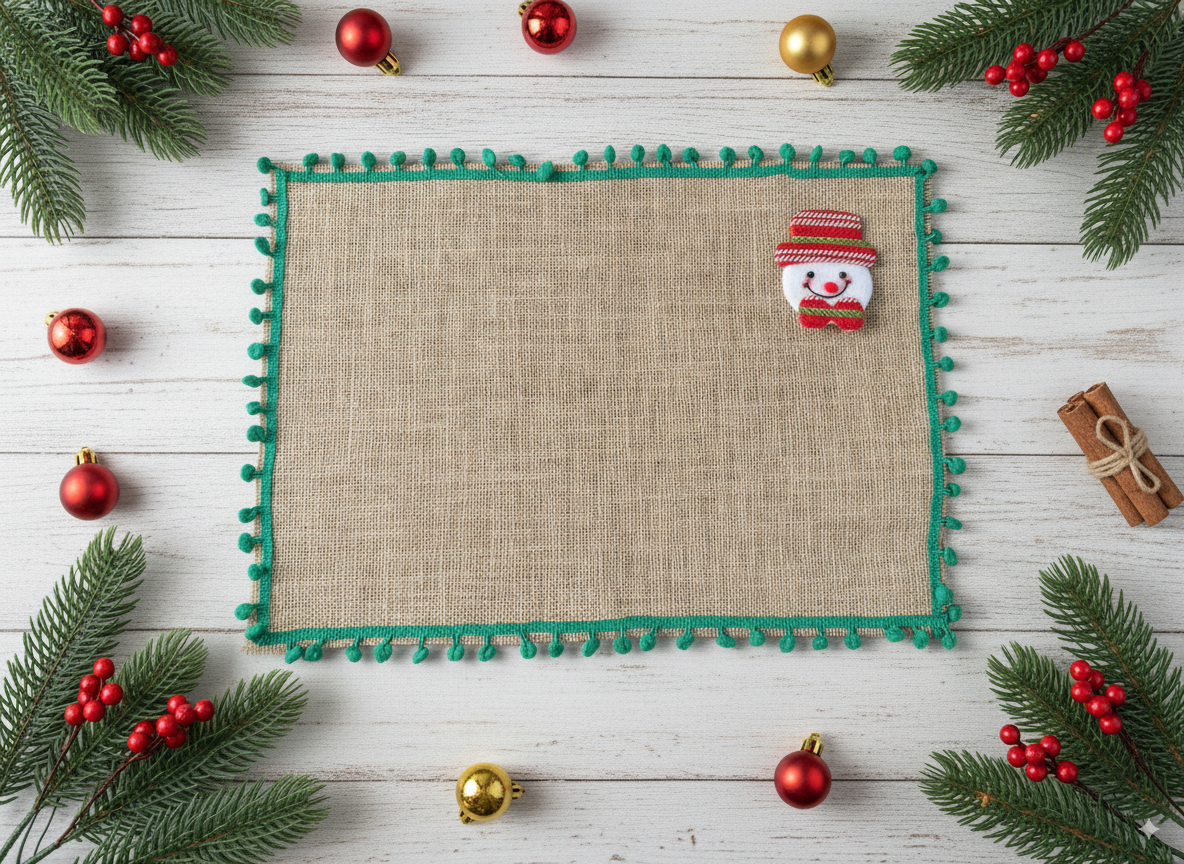 Set 4 Individuales Navideños de Mesa en Material Yute 🎁Envio Gratis