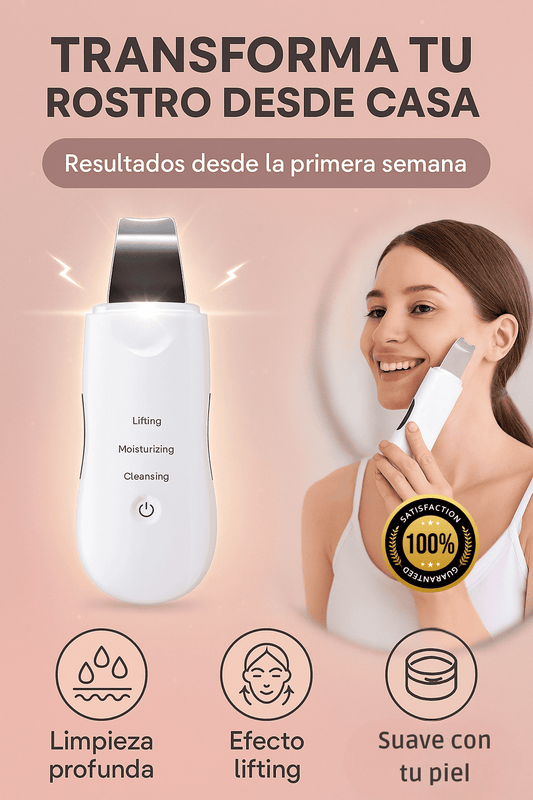 Limpiador Facial 3 En 1 Espátula Ultrasónica, que exfolia la piel, elimina acné y puntos negros🎁Envió Gratis