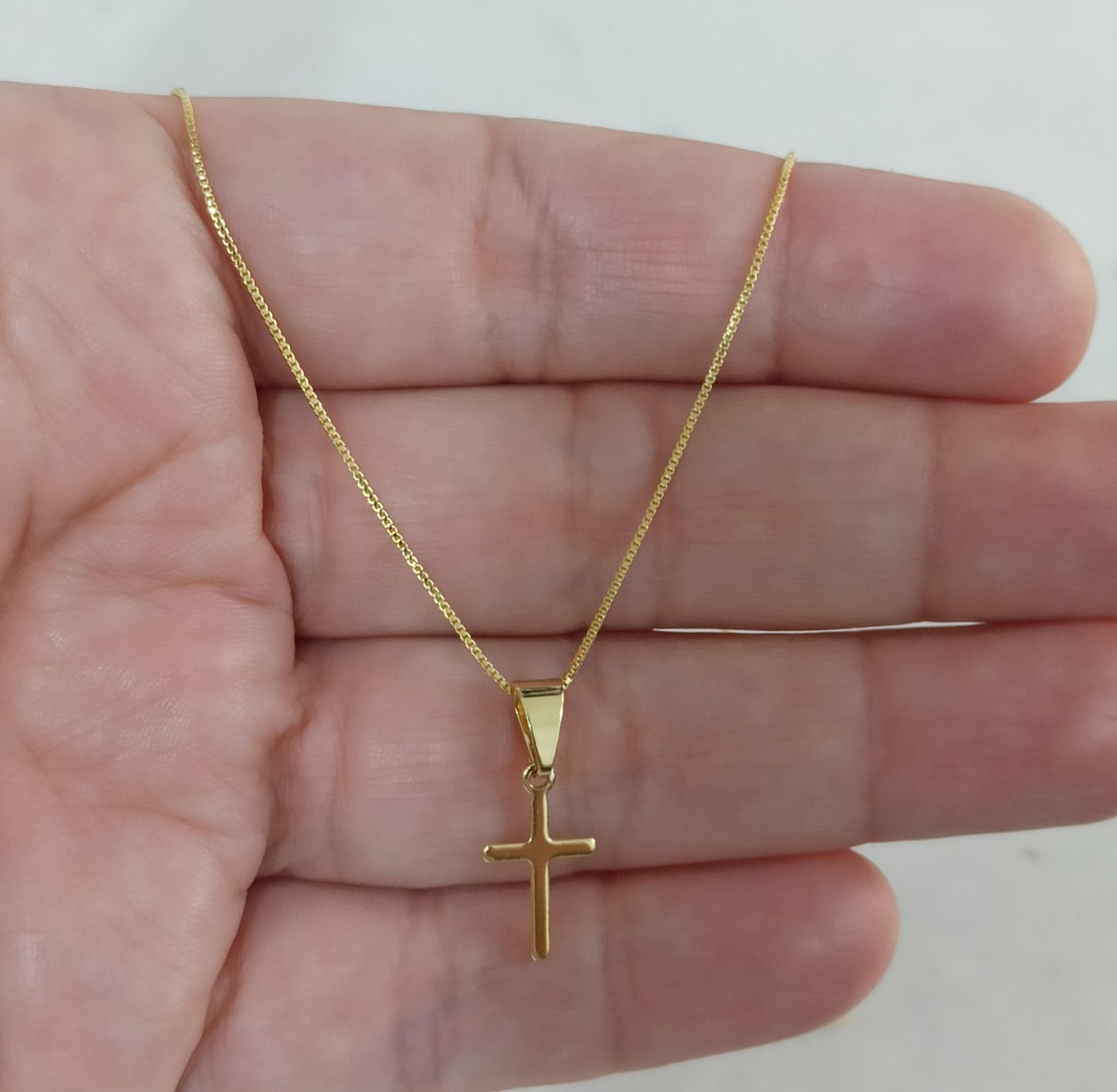 Cadena con dije de cruz hecha en Oro laminado 18K + Topos 🎁 Envio Gratis