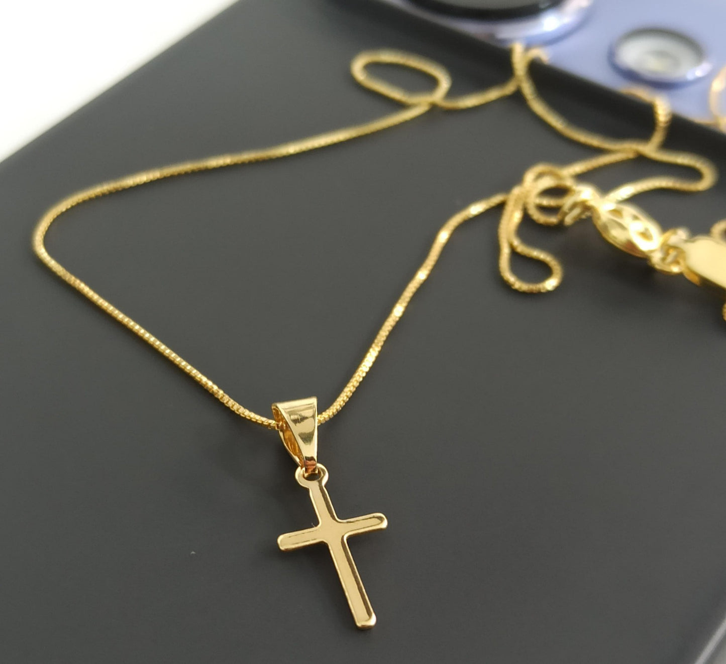 Cadena con dije de cruz hecha en Oro laminado 18K + Topos 🎁 Envio Gratis