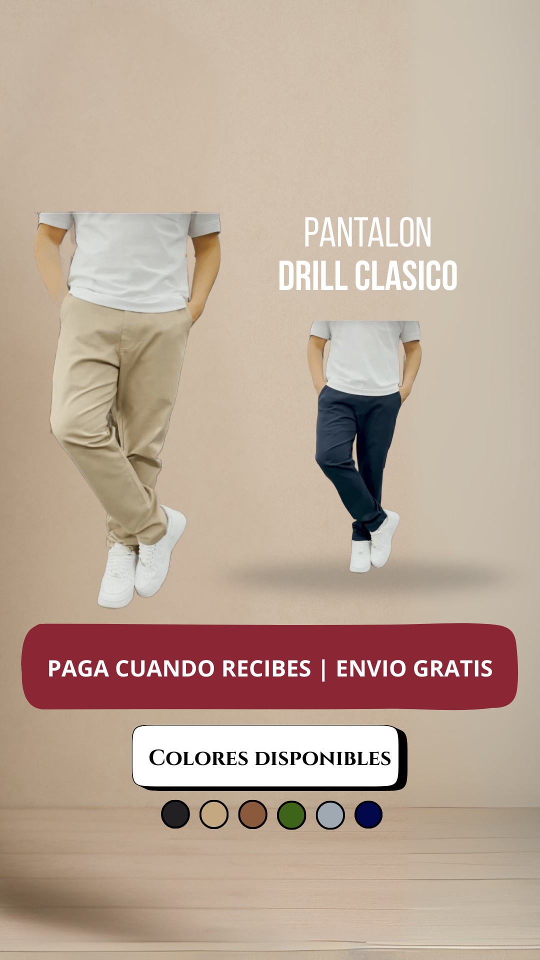 Pantalón Drill Hombre clásico, 🎁 Envió Gratis
