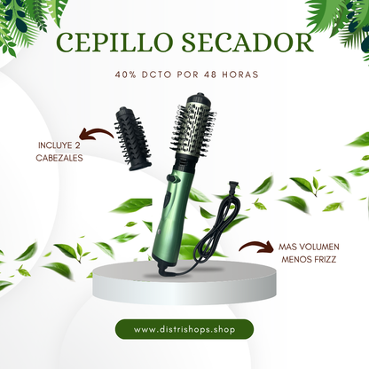 Cepillo Secador y alisador Giratorio Electrico Con 2 Cabezales, alisa tu cabello rapido y sin frizz 🎁 40% DCTO Solo Hoy !!