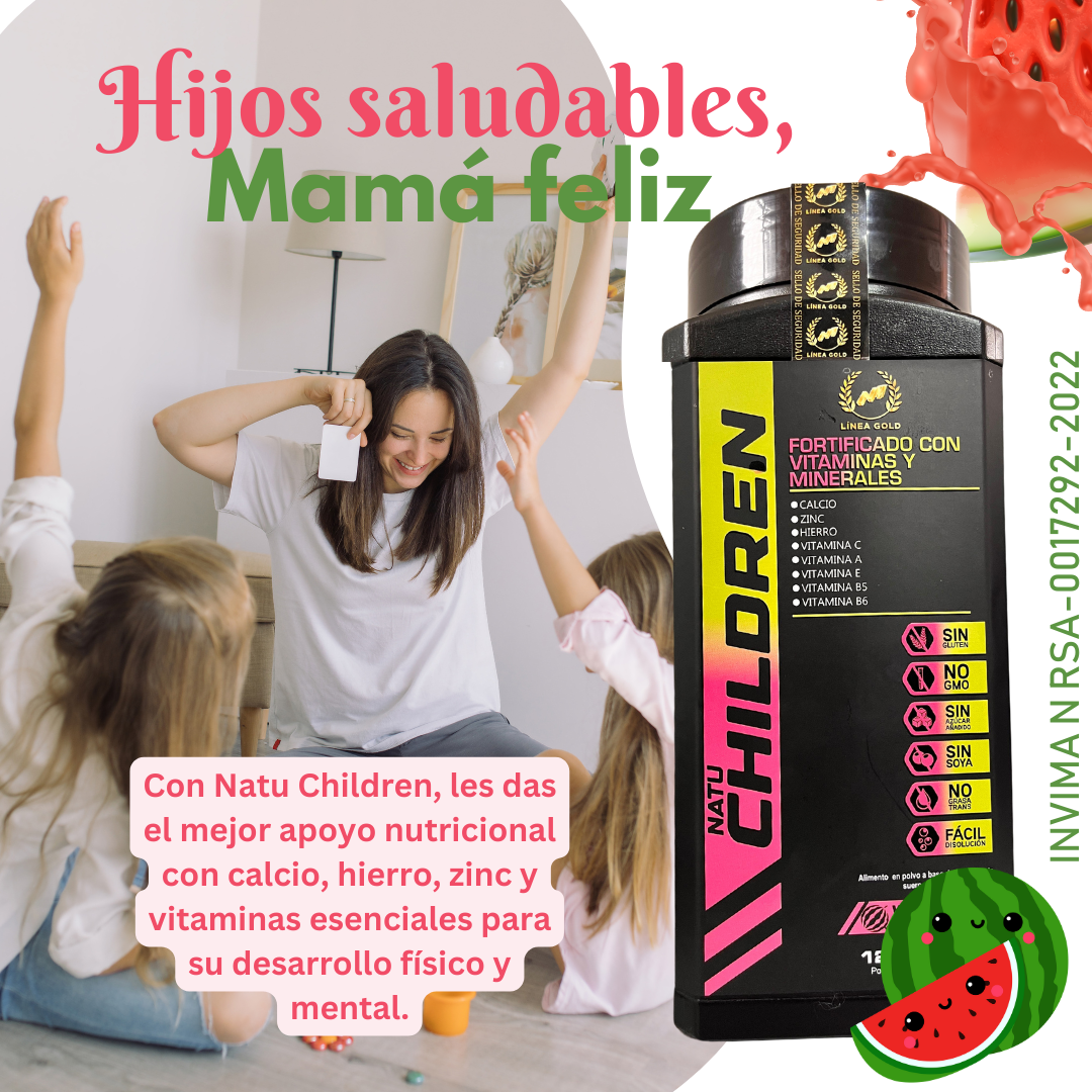Suplemento en Polvo Sabor Sandia para niños Natuchildren gold Aumenta su bienestar con Vitaminas A,B y C 🎁 Hoy 50% DCTO