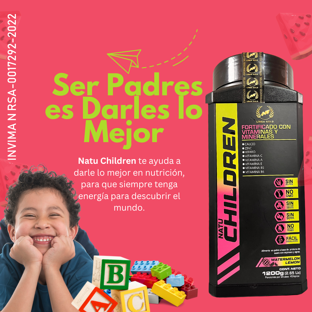 Suplemento en Polvo Sabor Sandia para niños Natuchildren gold Aumenta su bienestar con Vitaminas A,B y C 🎁 Hoy 50% DCTO