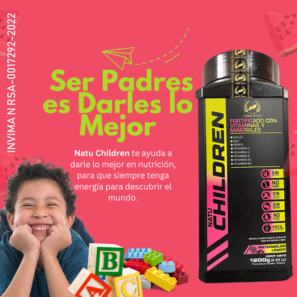 Suplemento en Polvo Sabor Sandia para niños Natuchildren gold Aumenta su bienestar con Vitaminas A,B y C 🎁 Hoy 50% DCTO